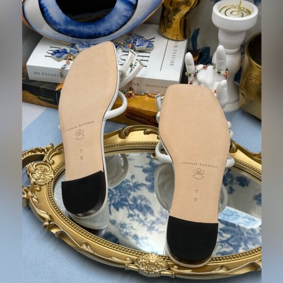 🆕 LOEFFLER RANDALL 🧿 NWOB Hadley Leather Bow Flat Sandals, White - Sz 6 B - Picture 13 of 14